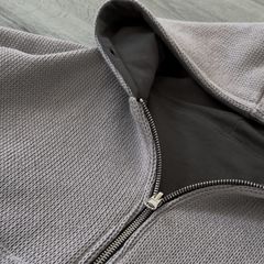 Reversible Knit Zip Up, double-zip and collar detail