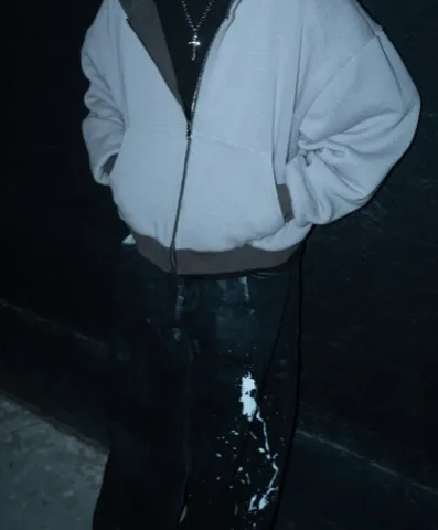 Reversible Knit Zip Up, knit side, worn